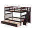 Lit superposé double au-dessus d'un lit double avec escalier, tiroir, rangement et garde-corps pour la chambre à coucher-85995248