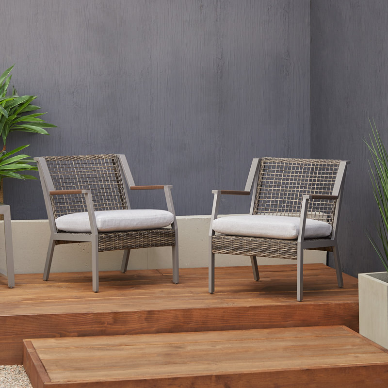 Calvin Patio Chair with Cushions, Gray