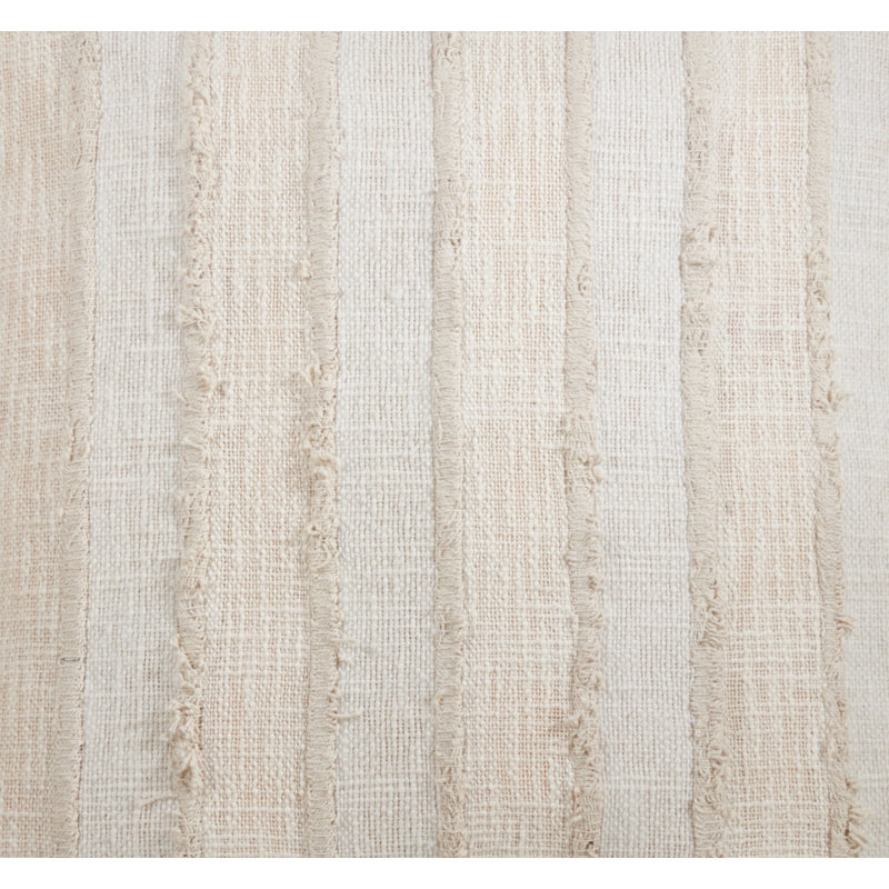 Ivory and Beige Cotton Fringe Striped Table Runner