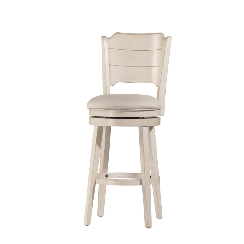 Authement Swivel Upholstered Counter Stool with Solid Wood Frame, Counter Stool (26.5" Seat Height), Sea White
