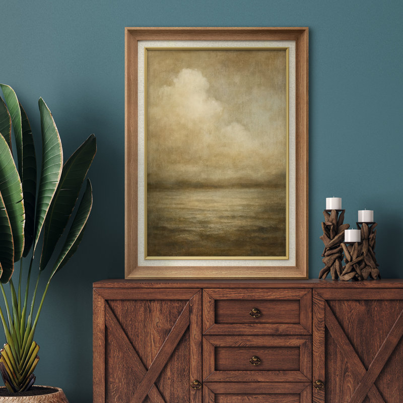 Œuvre encadrée de qualité supérieure - impression de paysage rétro pour décor de salon - 26 po x 36 po, Naturel
