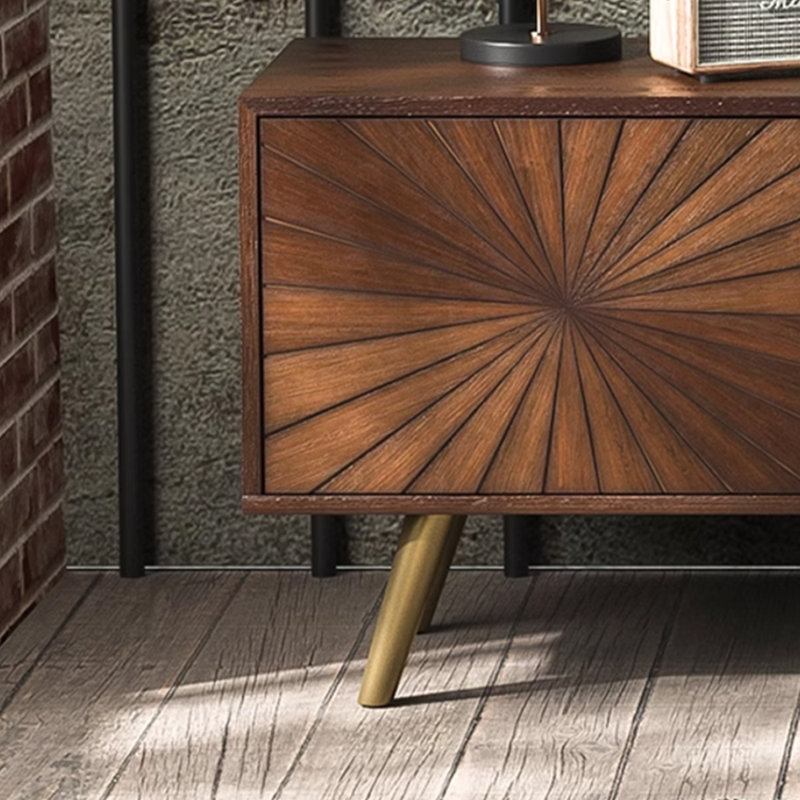 Meuble télé en bois massif de style rétro, 78.74"