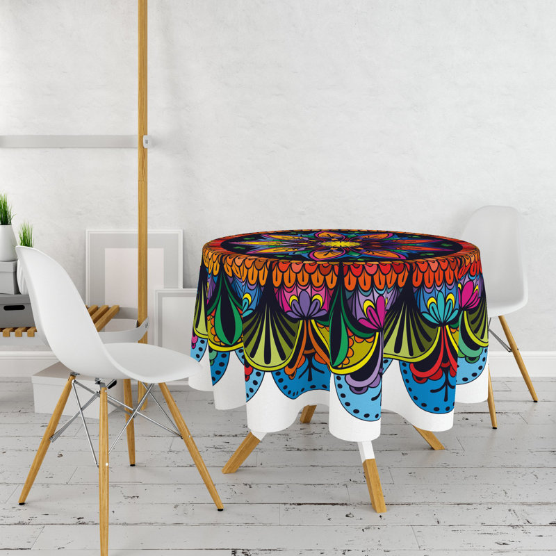 Elegant Round Tablecloth, 100% Polyester, 63.0 inches Diameter | 3D Printed Design, Machine Washable at 86°F | Perfect for Dining Room, Weddings & Special Occasions, Durable and Stylish Decoration