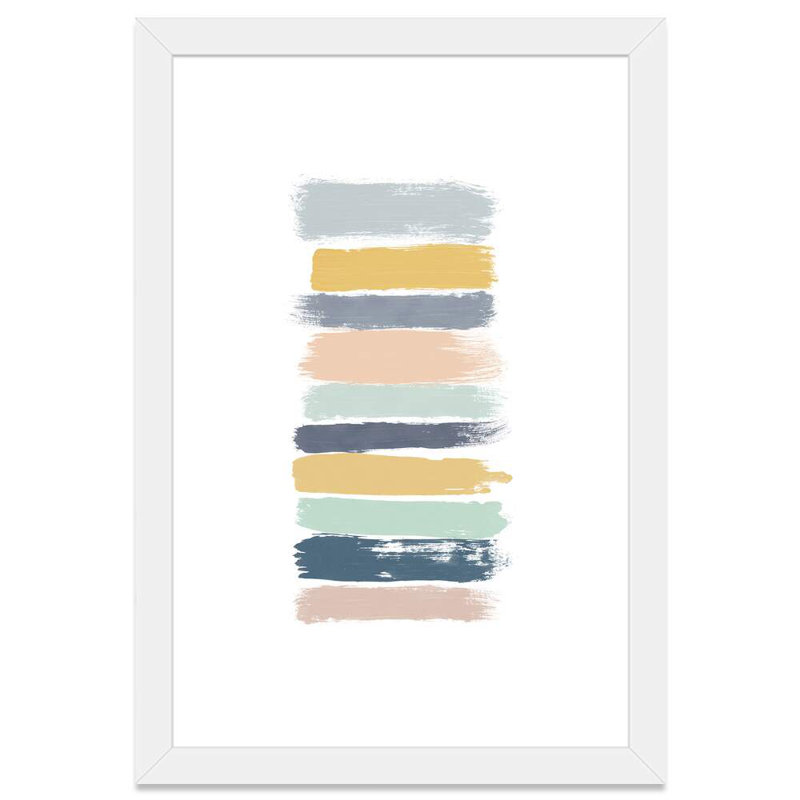 Rayures pastel par Orara Studieo-impression, H 16 po x l 24 po x P 1 po, Cadre blanc