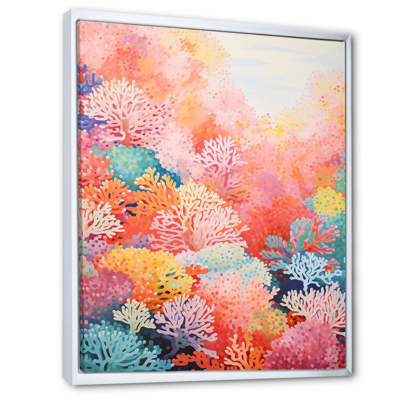 Coral Reef Barrier Expression I, reproduction d'art sur toile, H 20 po x l 12 po x P 1 po, Cadre flottant blanc