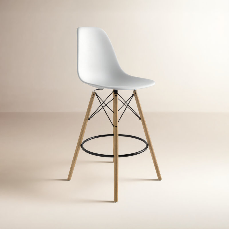 Tabouret de bar et de comptoir Jordan, Blanc / Naturel, Tabouret de comptoir (assise de 26 po de hauteur)