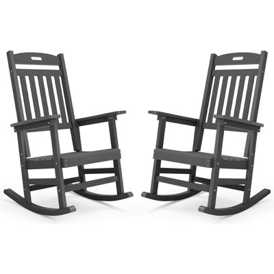 Outdoor Rocking Chairs set of 2, Patio All Weather HIPS Rocker for Lawn, Garen, Porch