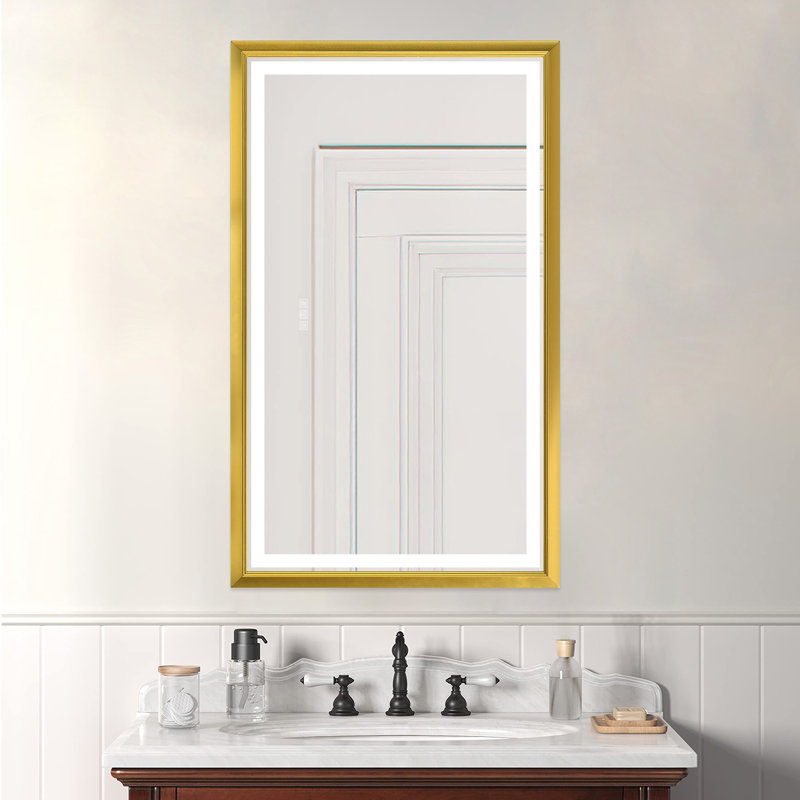 Aluminum Frame LED Frontlight Lighted Bathroom Vanity Mirror, Anti-Fog/Stepless Dimmable/3 Colours Adjustable, 30" x 48"