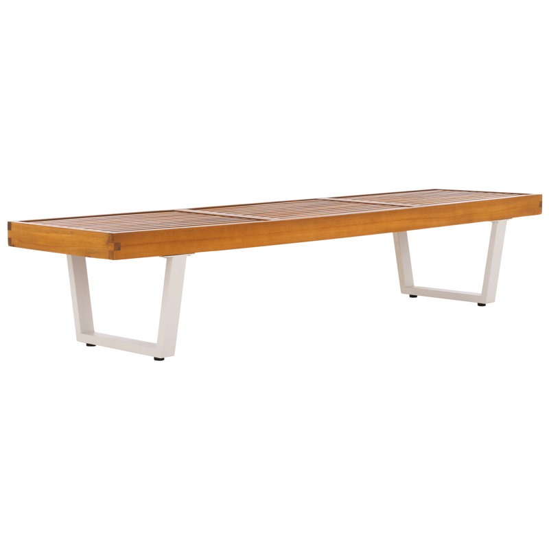 Banc de jardin en bois d'acacia massif Eslee, Naturel / Blanc