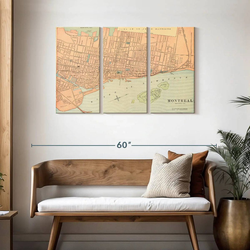Aliaz Map Of Montreal, 28" H x 45" W