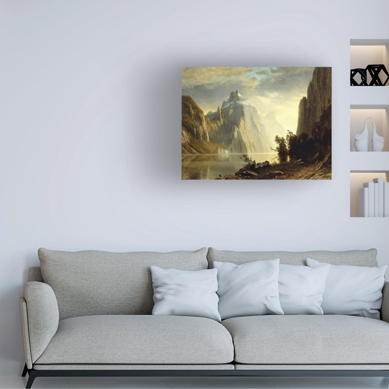 Art sur toile, Albert Bierstadt, un lac dans la Sierra Nevada, 1867, H 18 po x l 24 po