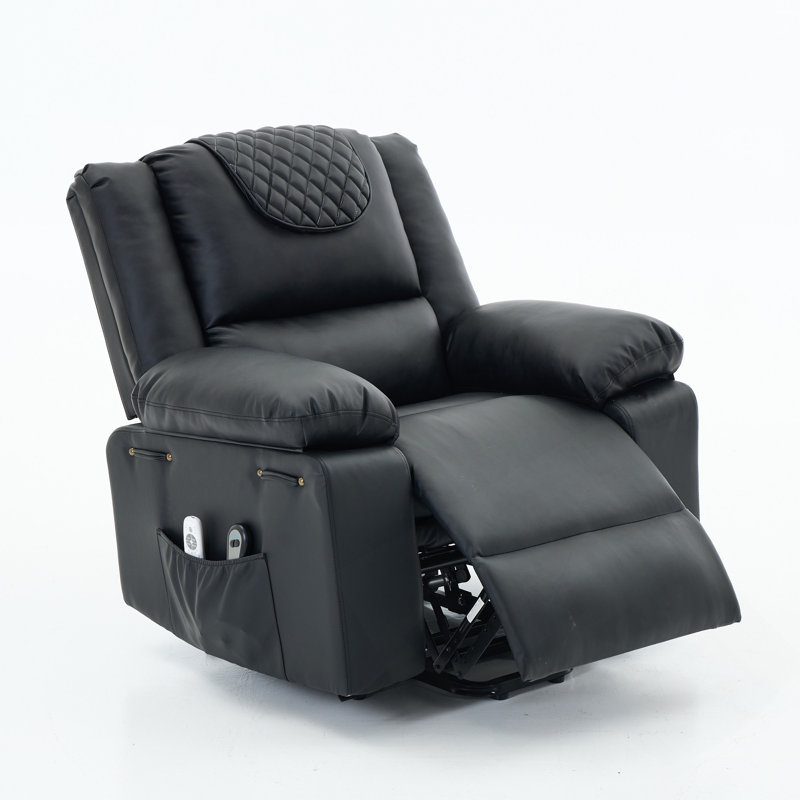 Fauteuil inclinable chauffant et massant télécommandé, Noir