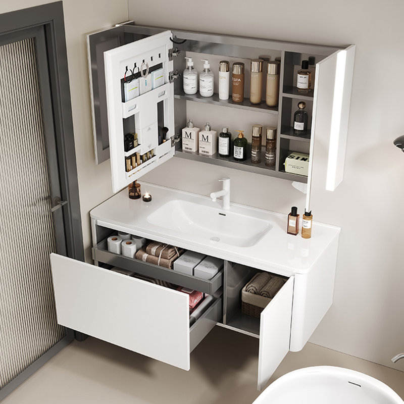 Armoire de salle de bain simple et luxueuse, Blanc