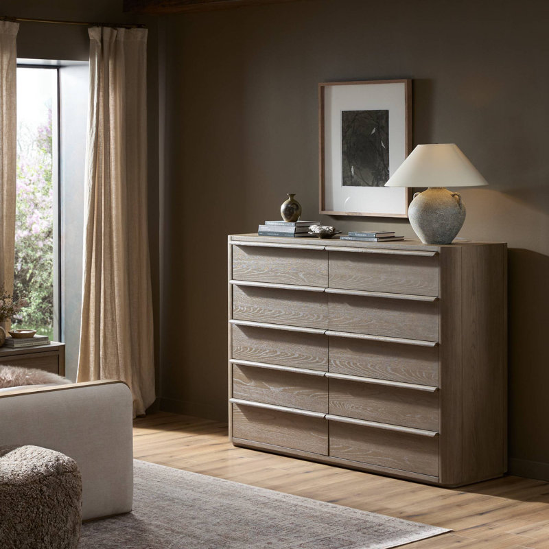 Primrose 10 Drawer Dresser-Natural Flat Oak Veneer