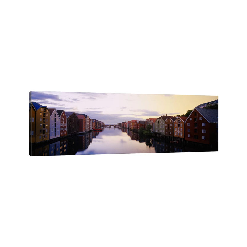 Riverfront Architecture, Trondheim, Sor-Trondelag, Norway - Wrapped Canvas Panoramic Print