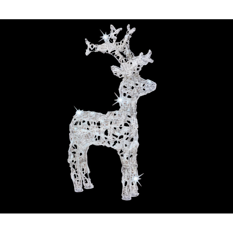 Cerf en acrylique DEL 4 pi blanc froid effet clignotant transparent Fil