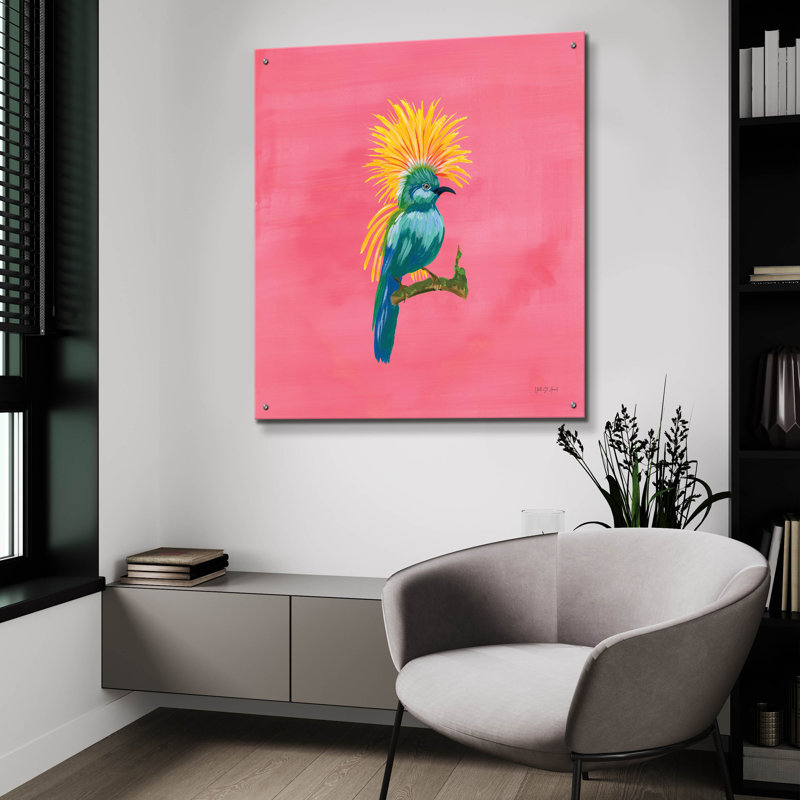 Oiseaux de paradis, art mural en verre 3 po par Yvette St. Amant, H 36 po x l 36 po x P 0,2 po