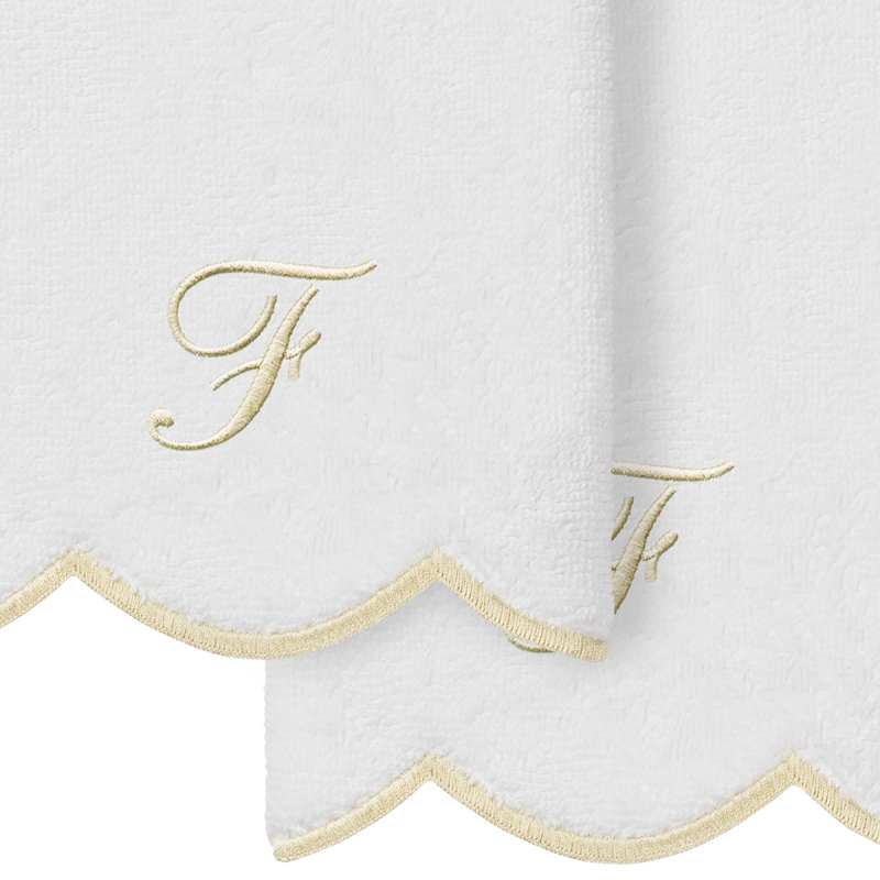 Ensemble de serviettes Linum Home Textiles 100% coton turc ADORNIA, F, Blanc / beige, Ensemble de 2 serviettes à doigts