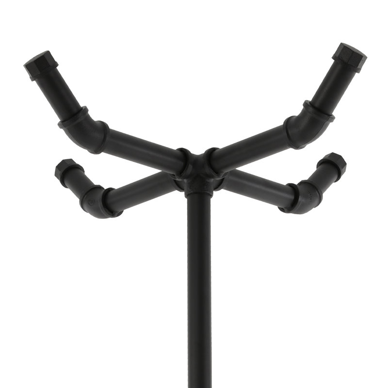 6-Hook Industrial Style Water Pipe Coat Rack, Black