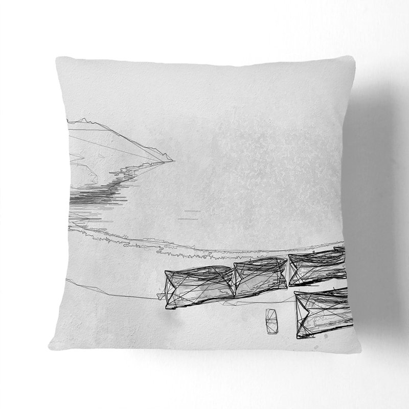Abstract Square Cushion, 40cm H x 40cm W x 15cm D, White