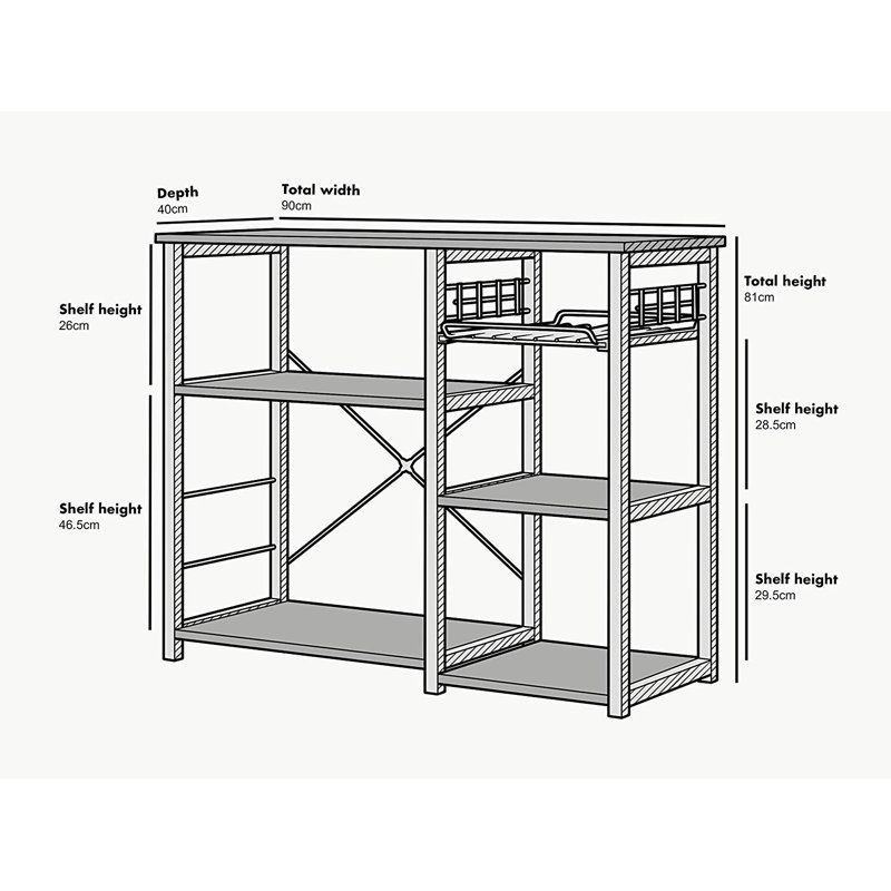 Kearse Kitchen Island, Oak Finish, White
