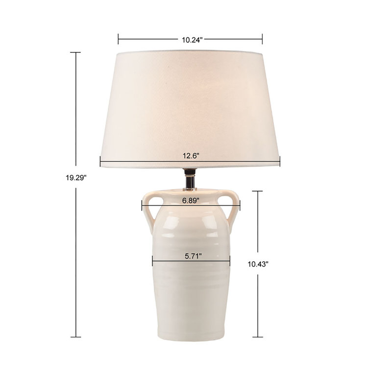Ahanu Farmhouse Ceramic Table Lamp with Handles