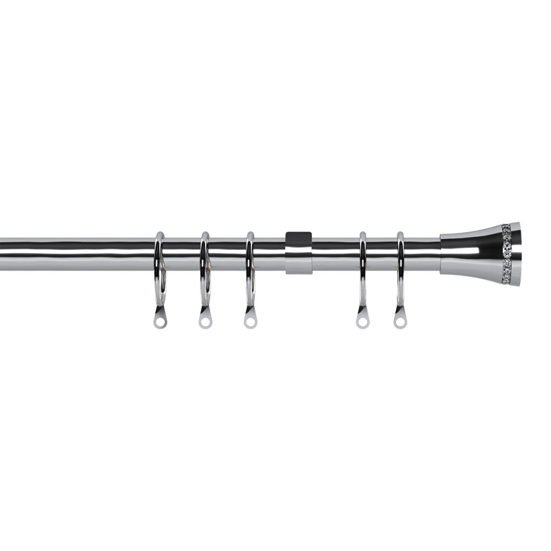 Gleason Chrome Adjustable 1.9cm Single Curtain Pole, 5cm H x 300cm W x 10cm D