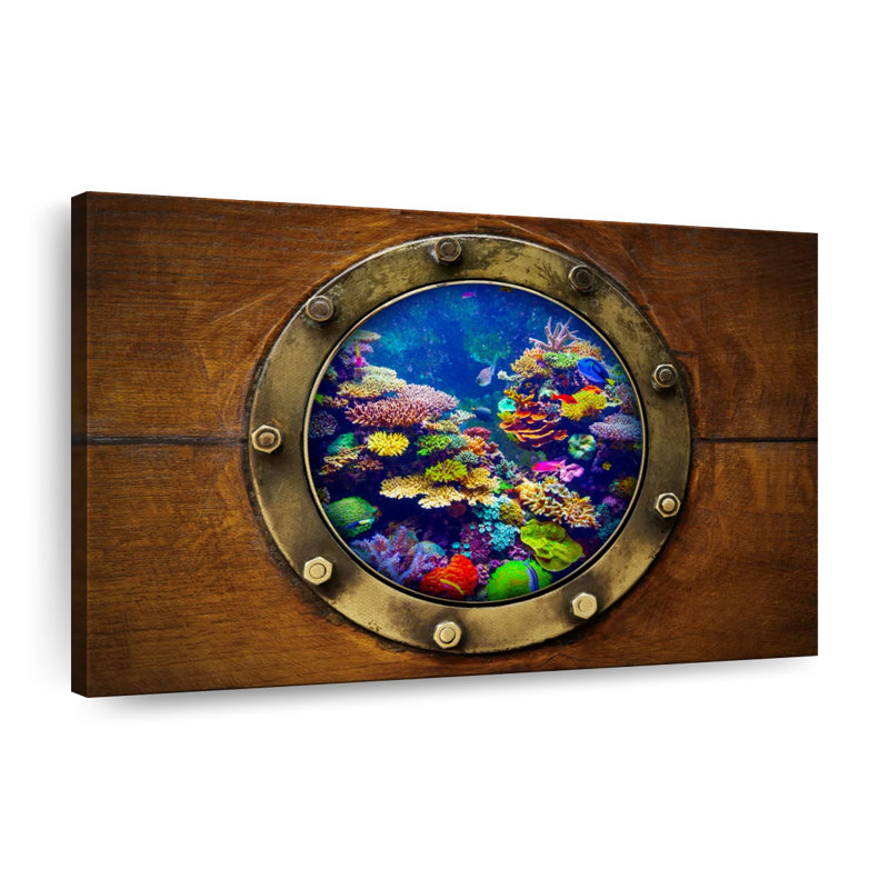 Bateau hublot, reproduction sur toile, H 16 po x l 24 po x P 1,25 po