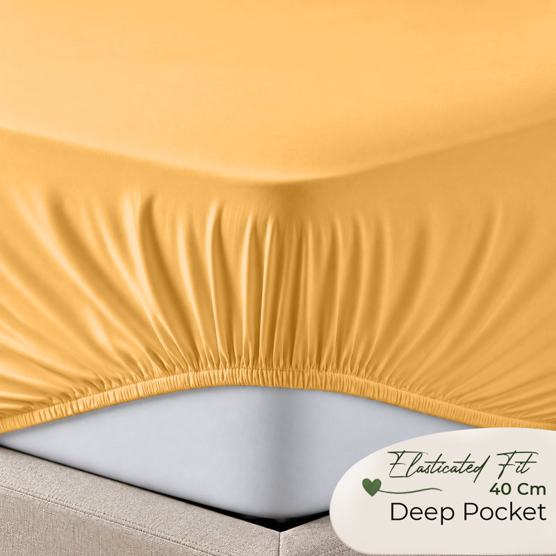 Paul's Microfibre Super Soft Brushed Deep Fitted Bed Sheet, Super King (6'), Yellow