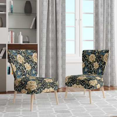 Tribal Green Damask Accents - Upholstered Traditional Side Chair, Green Accent Chair