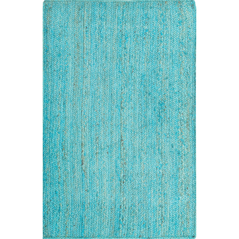 Tapis vert-bleu tressé Luceal, Rectangle 3 pi 3 po x 5 pi