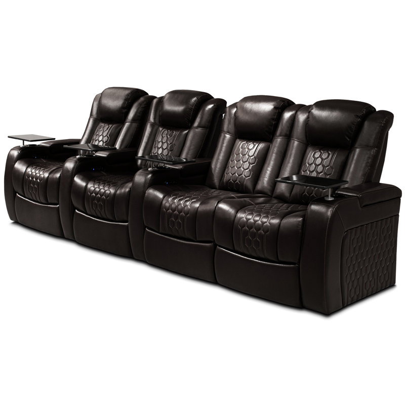 Upholstered 30.65 " Leather Power Reclining Sectional