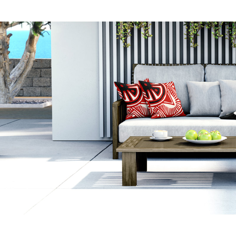 Jeté carré en polyester intérieur / extérieur, L 15 po x H 15 po, Rouge