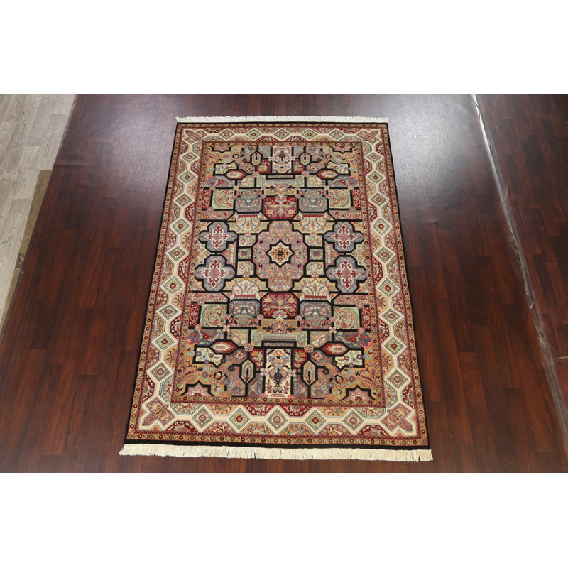 Tapis multicolore en laine noué à la main 6 pi 1 po x 9 pi 3 po One-of-a-Kind