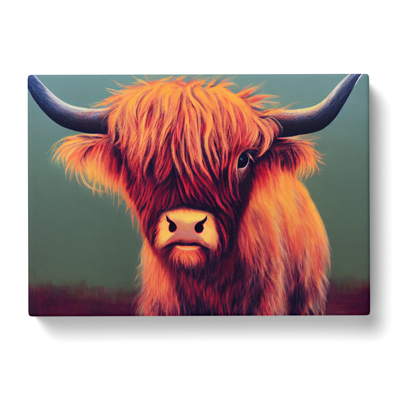 XXX-H1022-WF-7073X Portrait Of A Highland Cow - Wrapped Canvas Print, 40cm H x 60cm W