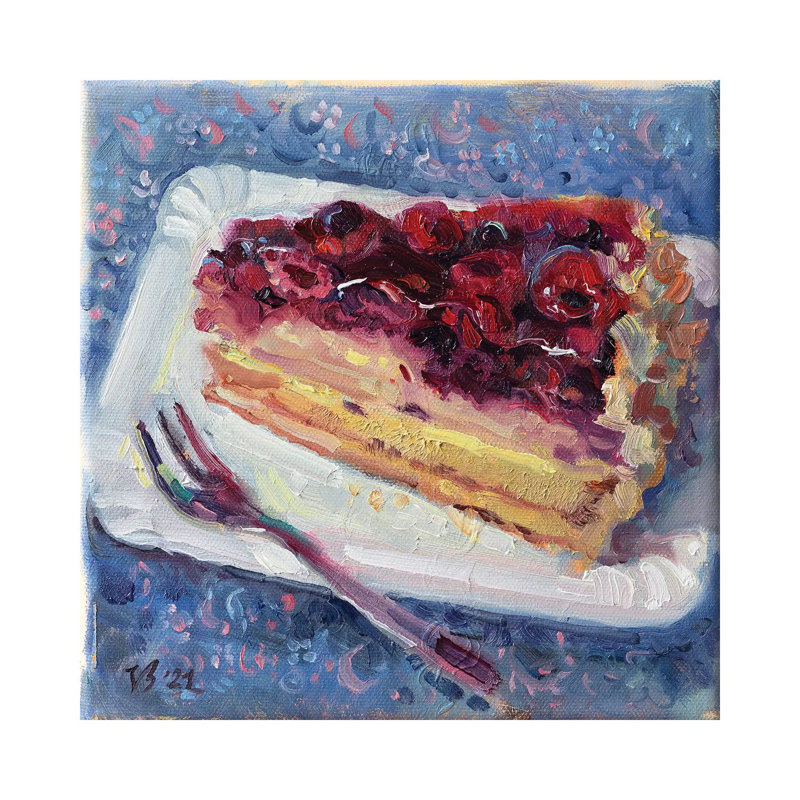 Blackberry Cake 1 Piece Wrapped Canvas Painting, 66.04 cm H x 66.04 cm W x 3.175 cm D