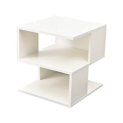 2-Layer Cream White Shelf For Home, Engineered Wood, Versatile Storage Living & Bedroom, Smooth Finish, Strong Load-Bearing Capacity Bedroom Room Shelf, Storage, High Load
