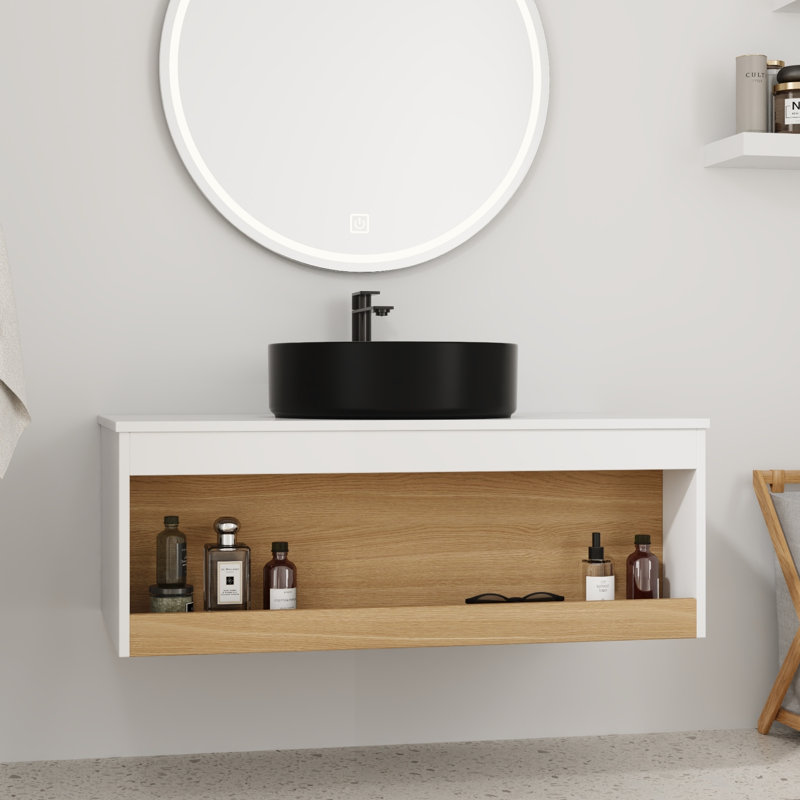 Ensemble de meuble-lavabo flottant 36 po - Design mural peu encombrant avec vasque, Black