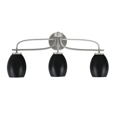 Cavella 3 Light Bath Bar Shown In Graphite Finish With 5" Matte Black Oval Metal Shades