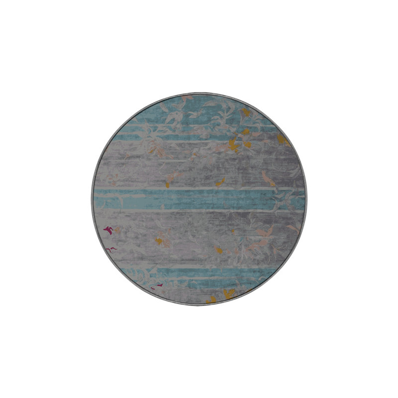 Machine Washable Gray Area Rug, Round 7'