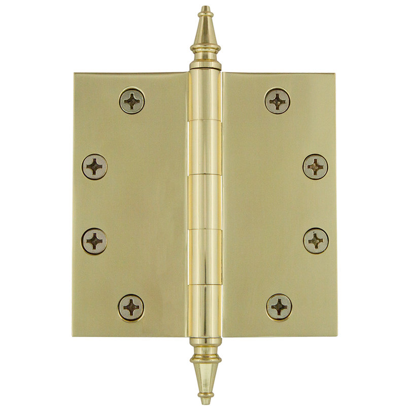 4.5'' x 4.5'' Brass Butt Bearing Hinge, Polished Brass