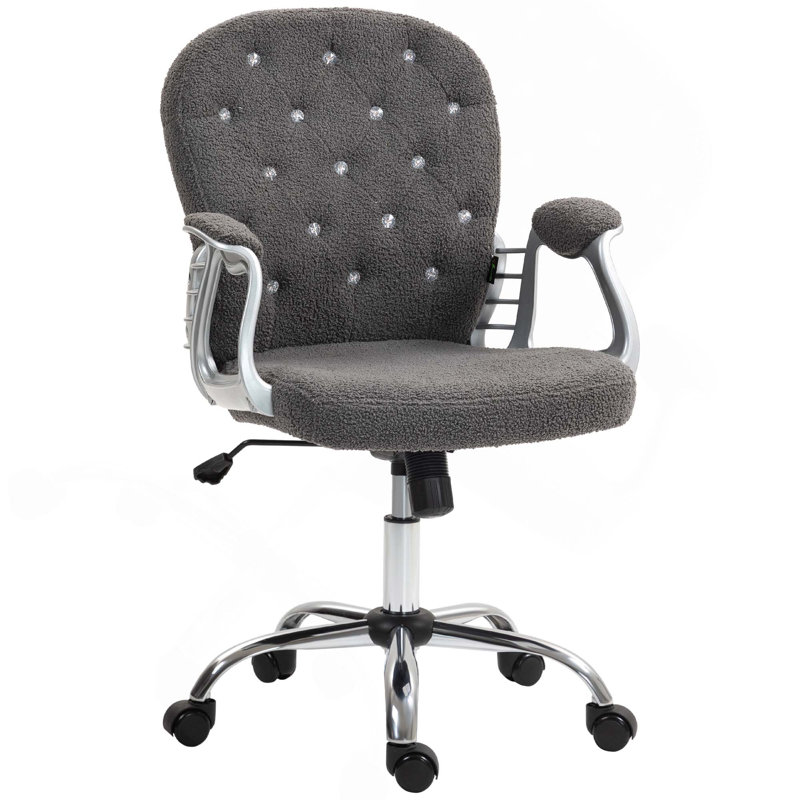 Kimar Chair with Padded Armrests, Dark Gray, Teddy