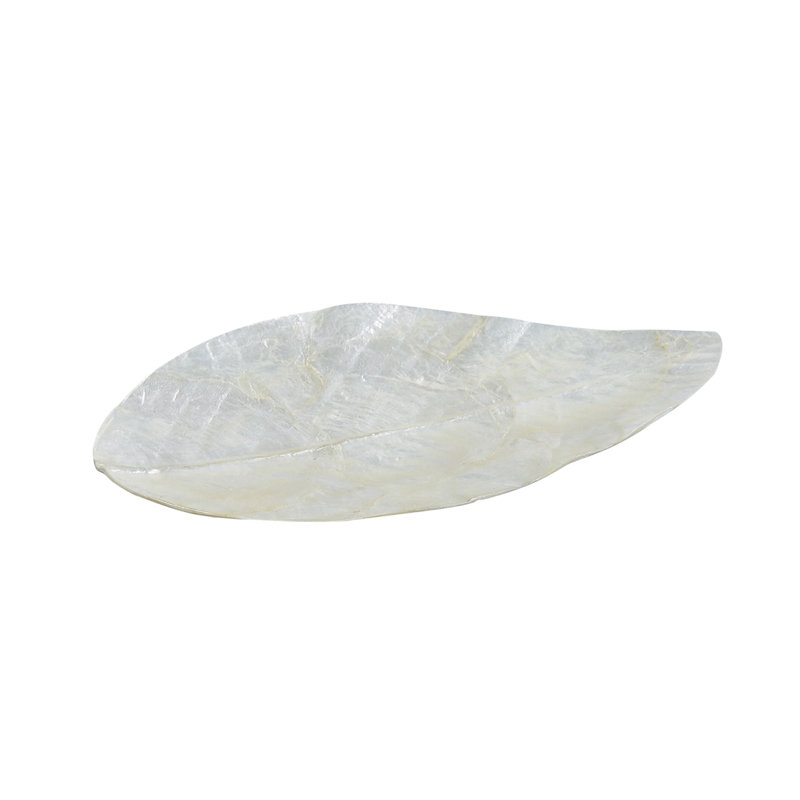 Capiz Shell Natural Leaf-shaped Plate 4x7x1"
