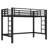 Twin XL Metal Loft Bed with Ladder & Guardrails, Space-Saving Sturdy Black Loft Bed for Kids-1027941700