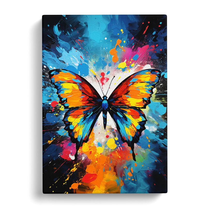 Butterfly Pop No.2 - Wrapped Canvas Print, 76cm H x 50cm W x 3cm D
