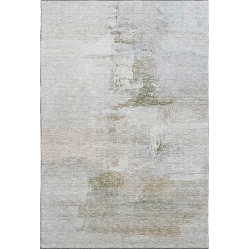 Premium Machine Washable Mayfield Abstract Rug, Linen, 5' x 7'6"