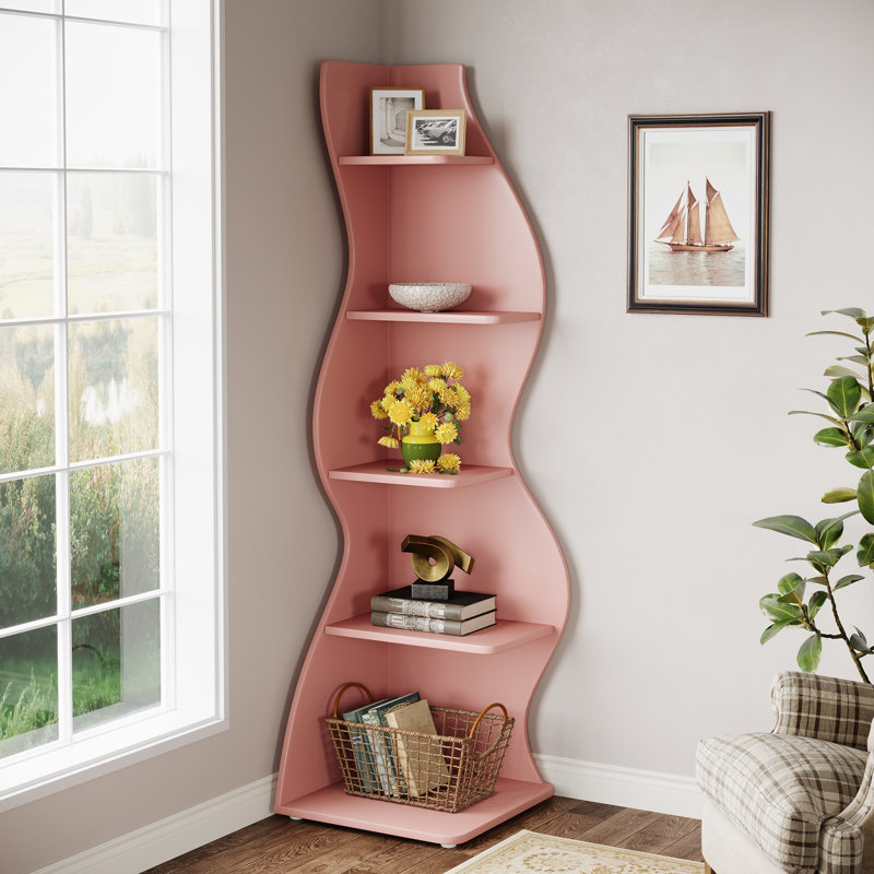 Arhab Corner Bookcase, Pink