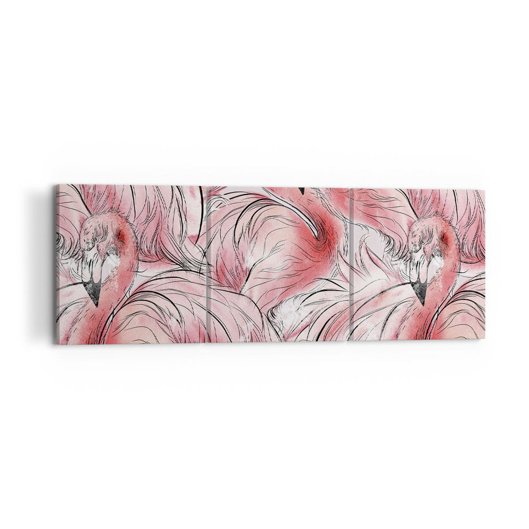 3-tlg. Leinwandbilder-Set Flamingo Pink Exoticism