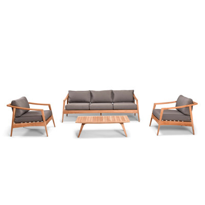 Elswick 4 Piece Teak Sofa Seating Group with Sunbrella Cushions -  Joss & Main, 269269226C0D4DE3B18AF010DFD8EF4D