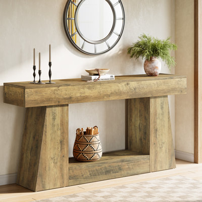 63'' Farmhouse Console Table, Wooden Sofa Table For Living Room, Narrow Entryway Table